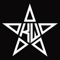 monograma de logotipo kw com modelo de design em forma de estrela vetor