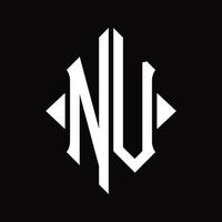 monograma de logotipo nv com modelo de design isolado de forma de escudo vetor