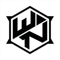 modelo de design de monograma de logotipo wn vetor