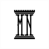 monograma de logotipo mn com modelo de design de forma de pilar vetor