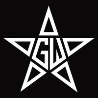 monograma de logotipo gw com modelo de design em forma de estrela vetor