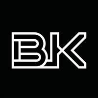 monograma do logotipo bk com espaço negativo de estilo de linha vetor