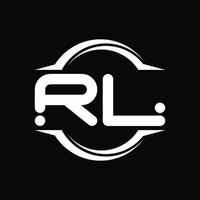monograma de logotipo rl com modelo de design de forma de fatia arredondada de círculo vetor