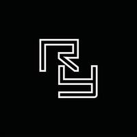monograma de logotipo ry com modelo de design de estilo de linha vetor