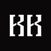 monograma de logotipo kk com modelo de design de fatia média vetor