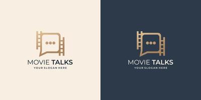 filme fala sobre design de logotipo de faixa de filme. logotipos de listras de filme de símbolo criativo e design de conversa de bate-papo. vetor