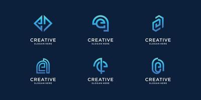 conjunto de modelo de design de logotipo da letra e. inspiração inicial e, disponível para empresa de negócios. vetor