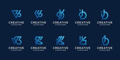 coleção de logotipos de letras com inicial b, inspiração de monograma de conceito moderno. vetor