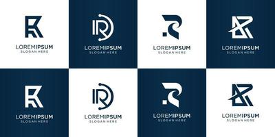 conjunto de design minimalista do logotipo criativo r. logotipo inicial r do conceito abstrato para sua empresa de negócios. vetor