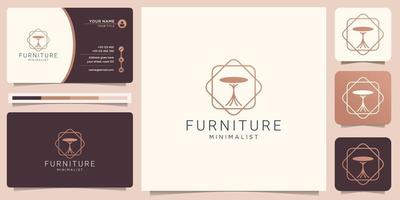 design de interiores de móveis de logotipo de cadeira com estilo minimalista de moldura, inspiração premium de móveis. vetor