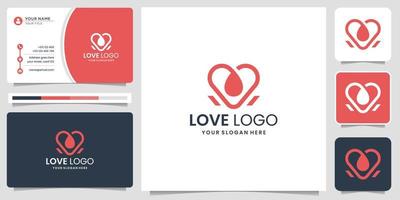 conceito de linha criativa de logotipo de amor de inspiração mínima para negócios de design de moda e cartão de visita vetor