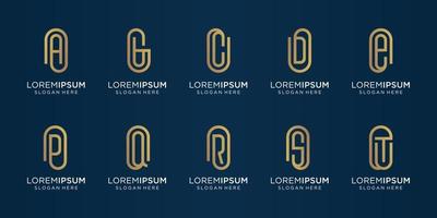 template.icons de logotipo de monograma criativo para negócios, luxo, tecnologia, inspiração, ouro, ilustração. vetor premium