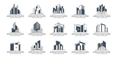 conjunto de inspiração de design de logotipo de arquitetura de construção. coleção de arquitetura, logotipo imobiliário. vetor