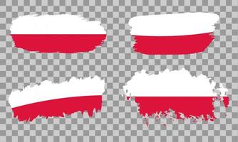 conjunto de bandeiras polonesas em pinceladas de aquarela vetor