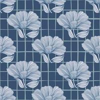 padrão sem emenda de linha floral abstrata em estilo retrô. flor de contorno vintage delicado fundo infinito. vetor