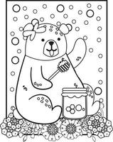 páginas para colorir de urso vetor