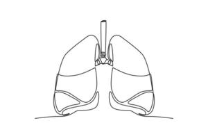 Anatomia dos pulmões de desenho de uma única linha. conceito de órgão humano. ilustração em vetor gráfico de desenho de desenho de linha contínua.