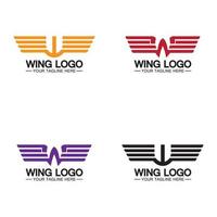 letra w para design de logotipo de asas, combinação letra w e asas vetor