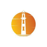 logotipo do ícone do farol e ilustração vetorial design da torre do farol vetor