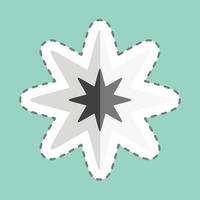 linha de etiqueta cortada estrela de oito pontas. relacionado ao símbolo de estrelas. design simples editável. ilustração simples. ícones vetoriais simples vetor