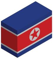 bandeira nacional da coreia, norte - renderização 3d isométrica. vetor