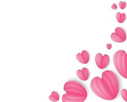 corações voadores vermelhos e rosa isolados em fundo rosa doce. ilustração vetorial. vetor