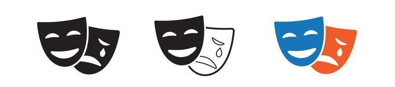 ícone do vetor de máscaras em fundo branco. ícone de máscara cômica e trágica