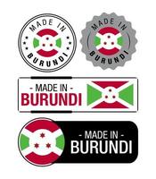 conjunto de rótulos feitos em burundi, logotipo, bandeira de burundi, emblema de produto de burundi vetor