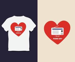 design de camiseta de tipografia do dia mundial do rádio vetor