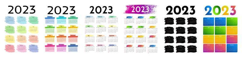 calendário para 2023 isolado em um fundo branco vetor