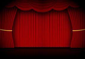cortinas vermelhas de ópera, cinema ou teatro. holofotes em fundo de cortinas de veludo fechado. ilustração vetorial