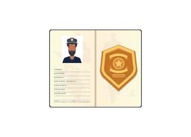 ícone de vetor de documento de identificação da polícia plana isolada.