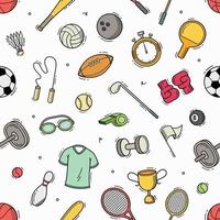 esporte doodle desenhado à mão sem costura padrão vetor