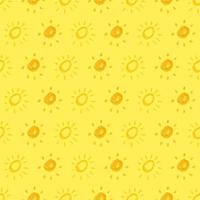 sol desenhado à mão. padrão perfeito de desenho simples do sol. símbolo solar. doodle amarelo isolado em fundo amarelo. ilustração vetorial. vetor