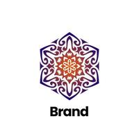 design de logotipo de mandala de flor. logotipo de padrão de flor floral. padrão de flor de beleza. logotipo do floco de neve. design de logotipo de ornamento abstrato. logotipo mandala para spa, identidade da empresa de ioga. vetor