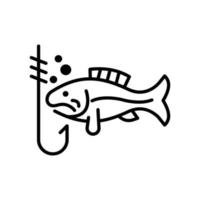 ícone de contorno de vetor de pesca com ilustração de estilo de fundo. arquivo eps 10 de símbolo de acampamento e ao ar livre
