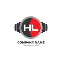 ícone de design de logotipo de letra hl fitness e símbolo vetorial de música. vetor