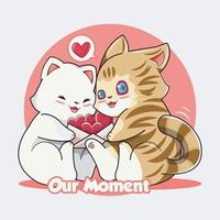 Dia dos Namorados. gatos fofos abraçados envelopes de amor ilustração vetorial download profissional vetor