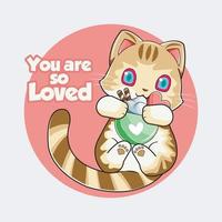 dia dos Namorados. gato fofo com ilustração vetorial de sorvete de amor download grátis vetor