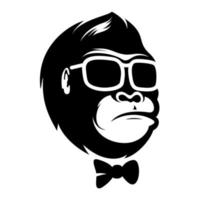 logotipo de ilustração simples de silhueta de chefe de macaco legal vetor