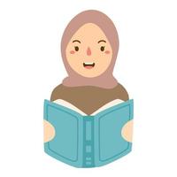 hijab plano desenhado à mão dia mundial do livro vetor