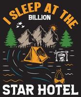 eu durmo no design de camiseta do hotel de bilhões de estrelas.eps vetor