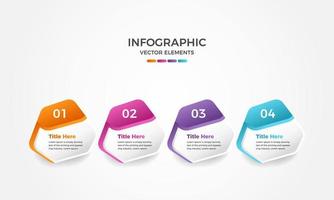 elementos de infográfico coloridos de quatro etapas para o seu negócio, modelo de infográfico de negócios de etapas profissionais vetor
