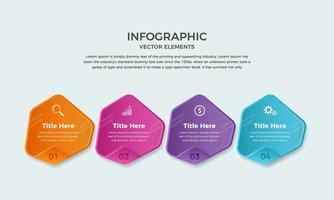 modelo de infográfico de negócios de etapas profissionais, elementos de infográfico coloridos de quatro etapas para o seu negócio vetor
