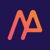 logotipo de forma de tecnologia de combinação de letra 'ma', gradiente colorido cores brilhantes vetor gráfico icônico