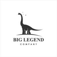 design de logotipo de dinossauro de silhueta preta simples vetor de braquiossauro