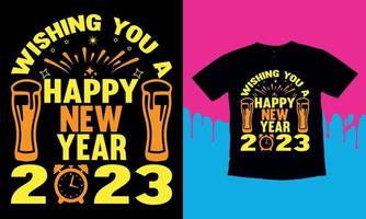 feliz novo bem-vindo 2023, tipografia, modelo de design vetorial. design de camiseta atraente exclusivo. vetor