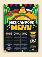 modelo de menu de comida mexicana de comida latino-americana vetor