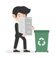 empresário segurando o conceito de reciclagem de papéis vetor
