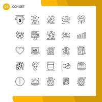 25 ícones criativos, sinais e símbolos modernos de moléculas de balão, células de verão, hobbies, elementos de design de vetores editáveis